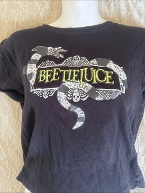 Beetlejuice Black Graphic Tee with Green Logo